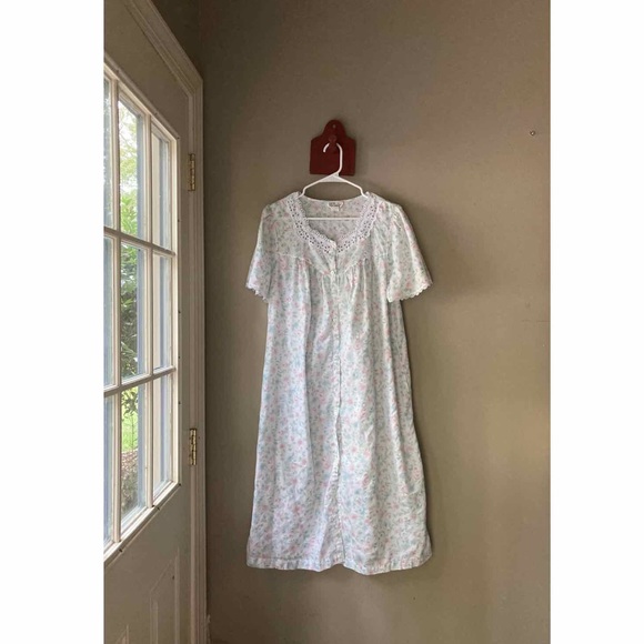 Vintage Floral Print Button Down Nightgown M - Picture 2 of 6